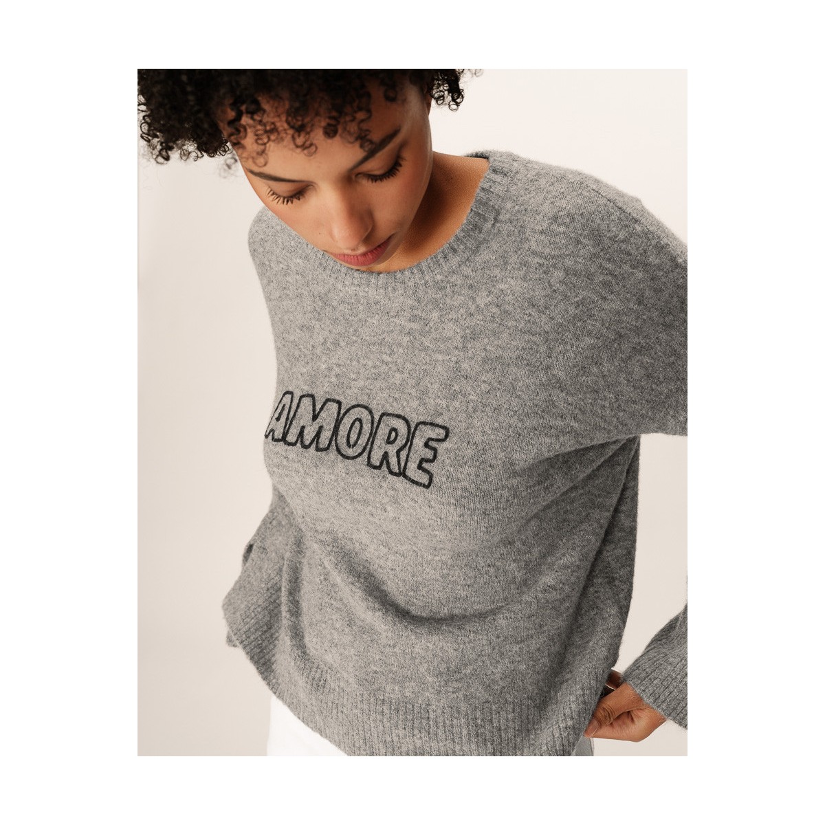 Grace et Mila - Pull oversize gris "Amore"