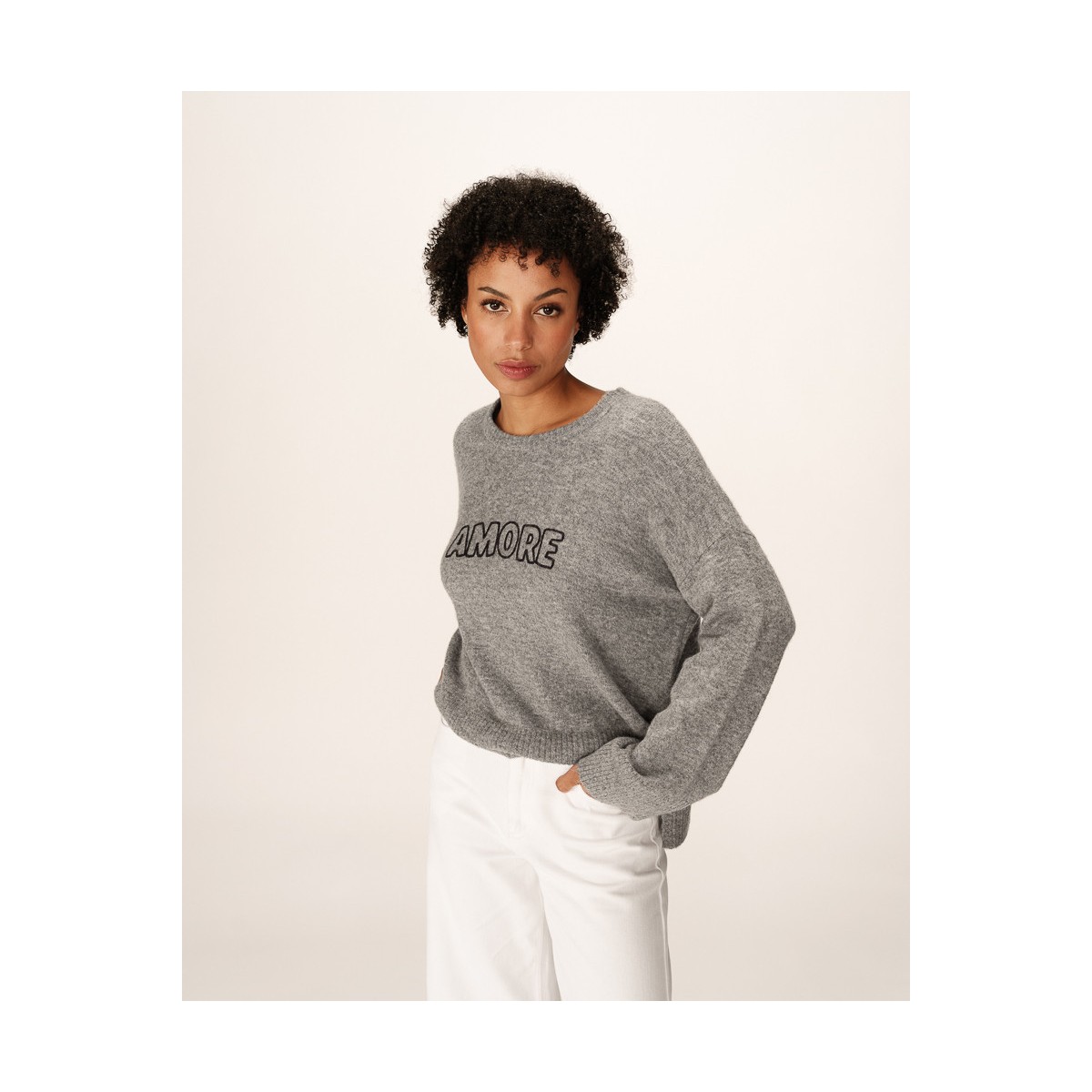 Grace et Mila - Pull oversize gris "Amore"
