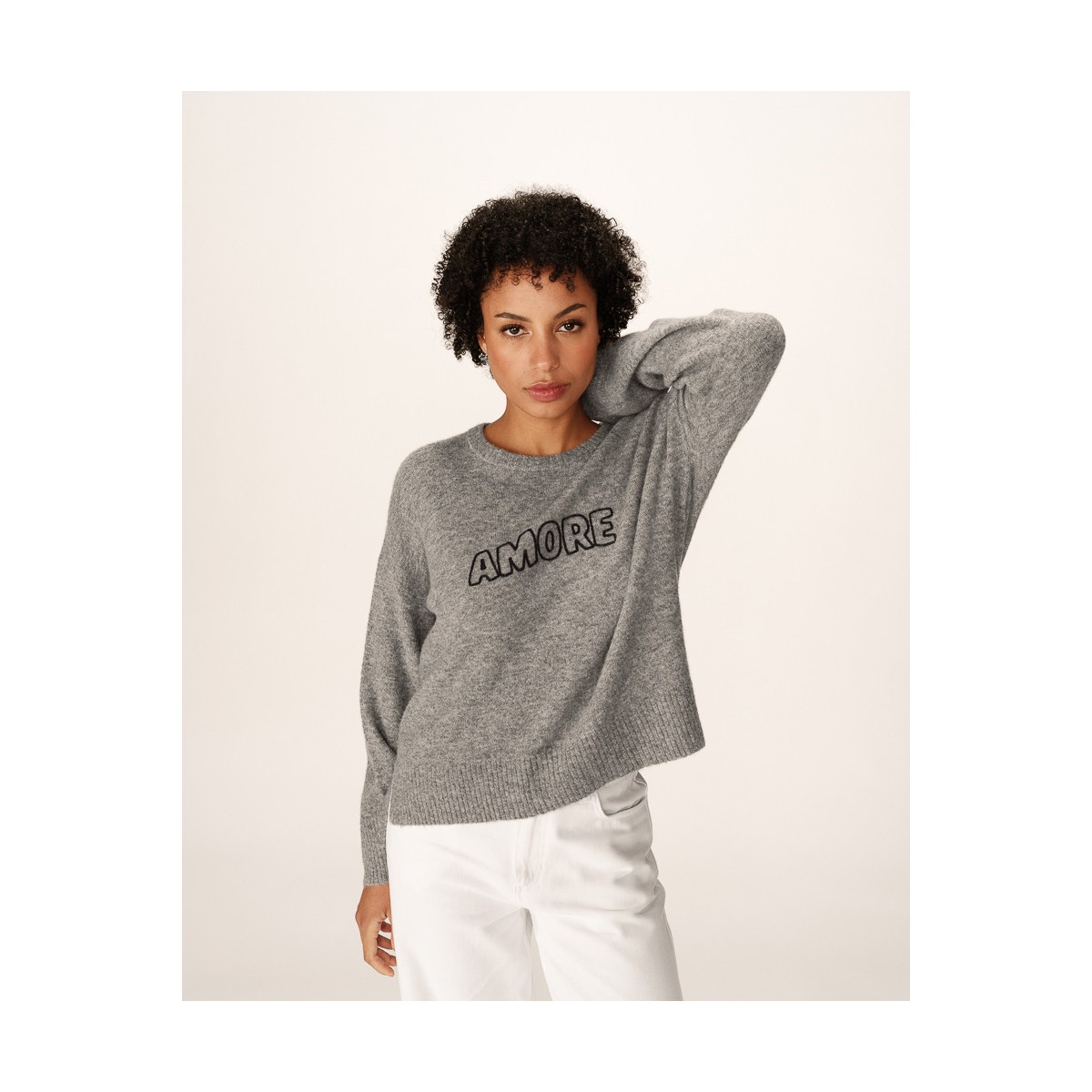 Grace et Mila - Pull oversize gris "Amore"