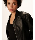 Grace et Mila - Bombers noir court en simili-cuir