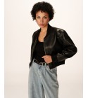 Grace et Mila - Bombers noir court en simili-cuir