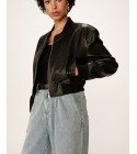 Grace et Mila - Bombers noir court en simili-cuir