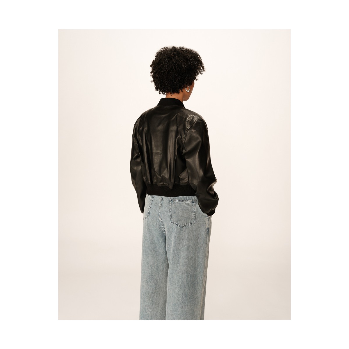 Grace et Mila - Bombers noir court en simili-cuir