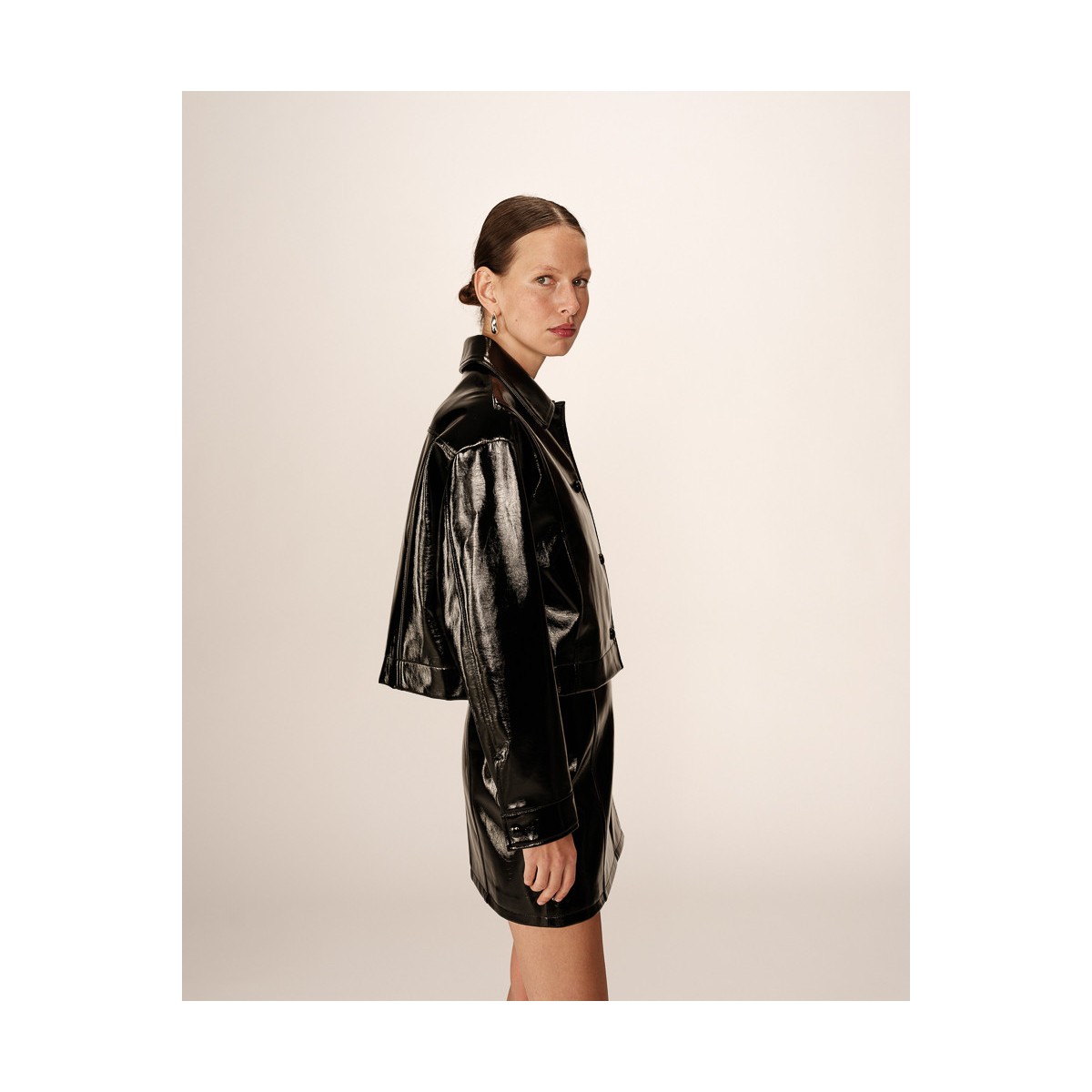 Grace et Mila - Veste en vinyle noir