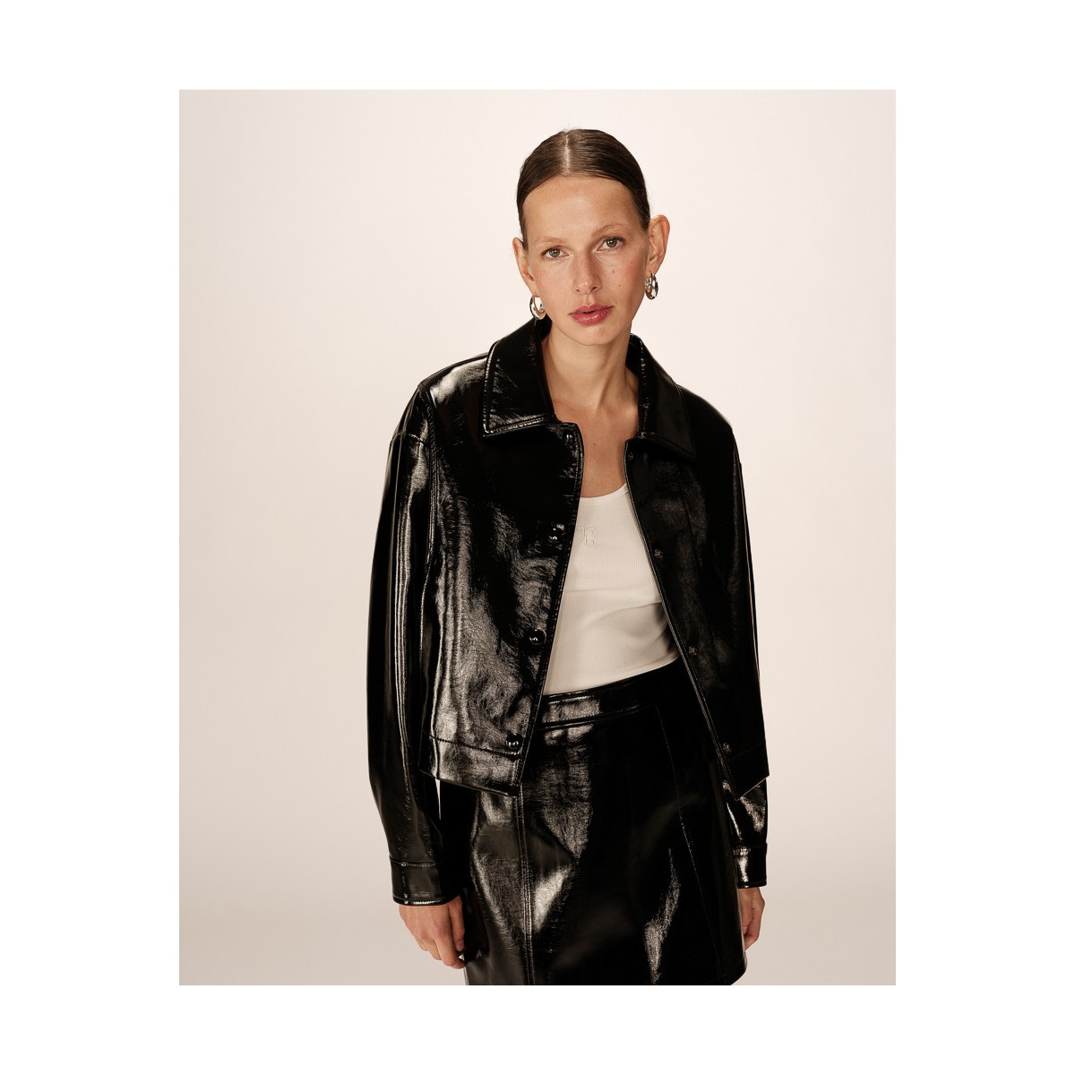 Grace et Mila - Veste en vinyle noir