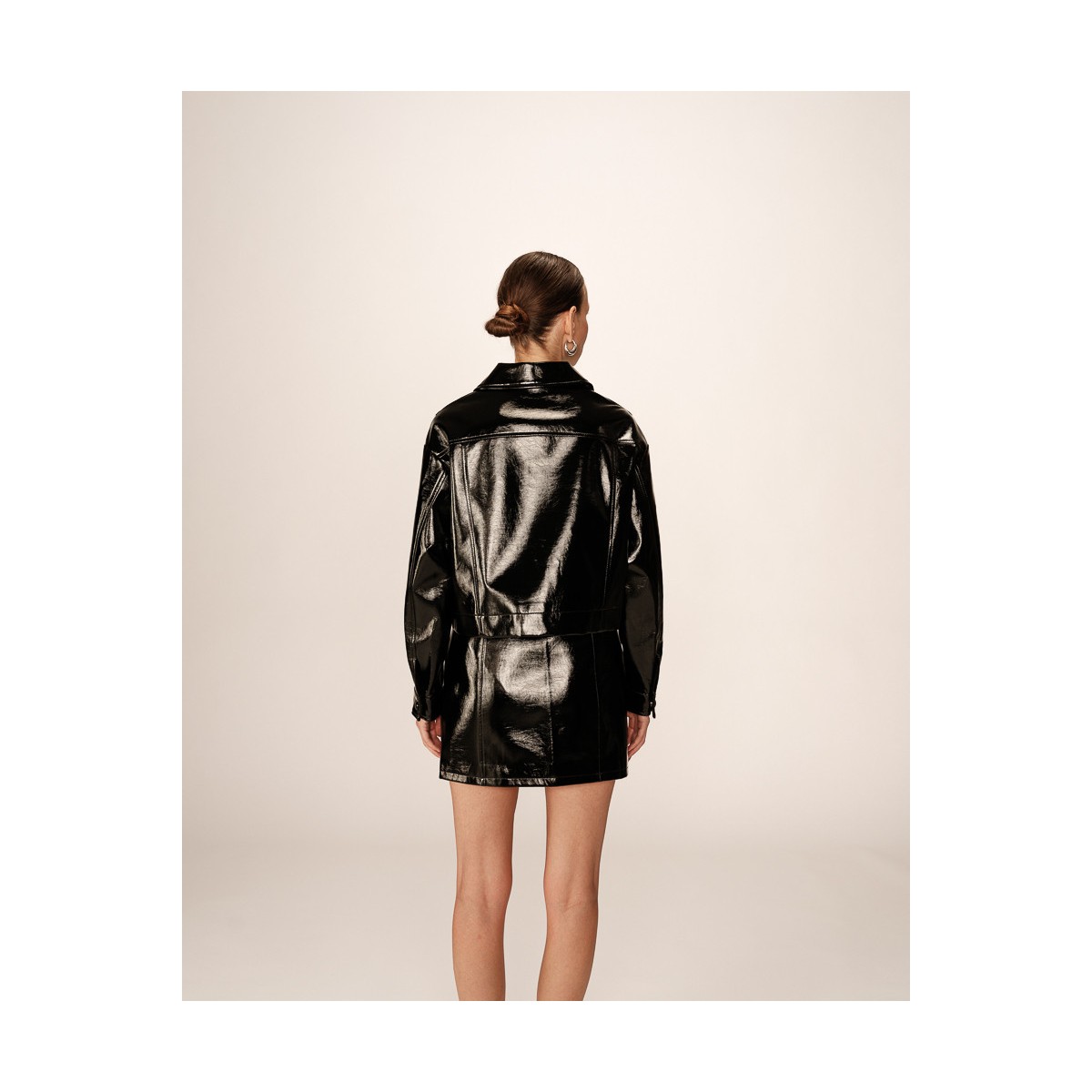 Grace et Mila - Veste en vinyle noir