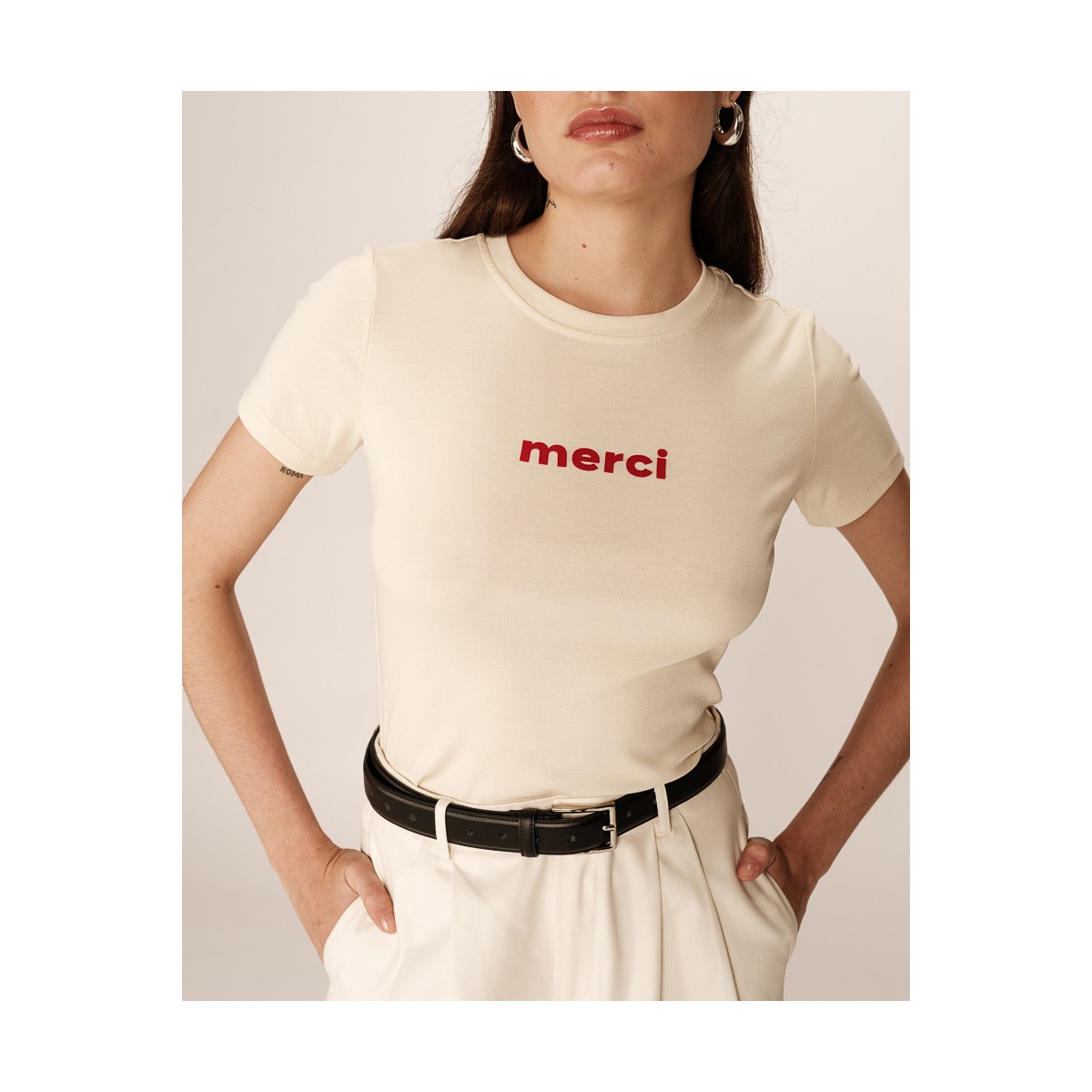 Grace et Mila - T-shirt crème "Merci"