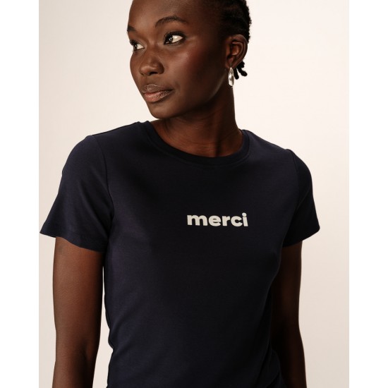Grace et Mila - T-shirt marine "Merci" 2