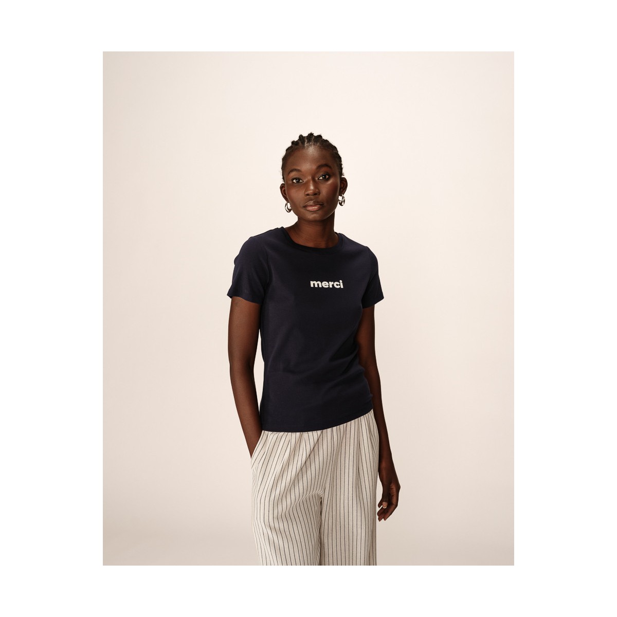 Grace et Mila - T-shirt marine "Merci"