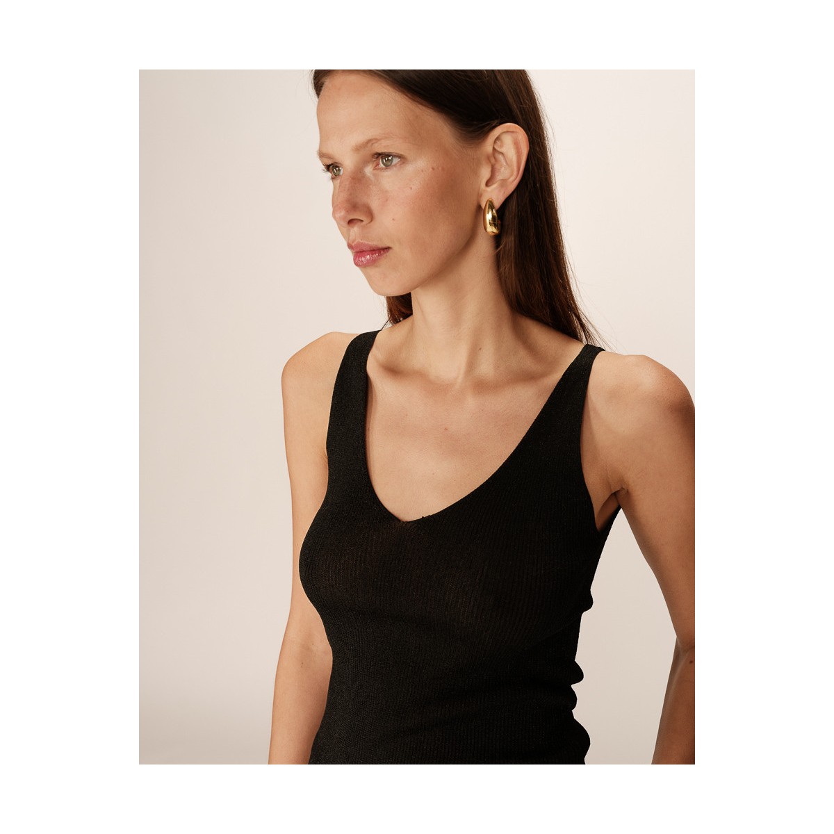 Grace et Mila - Débardeur en maille fine noir à paillettes