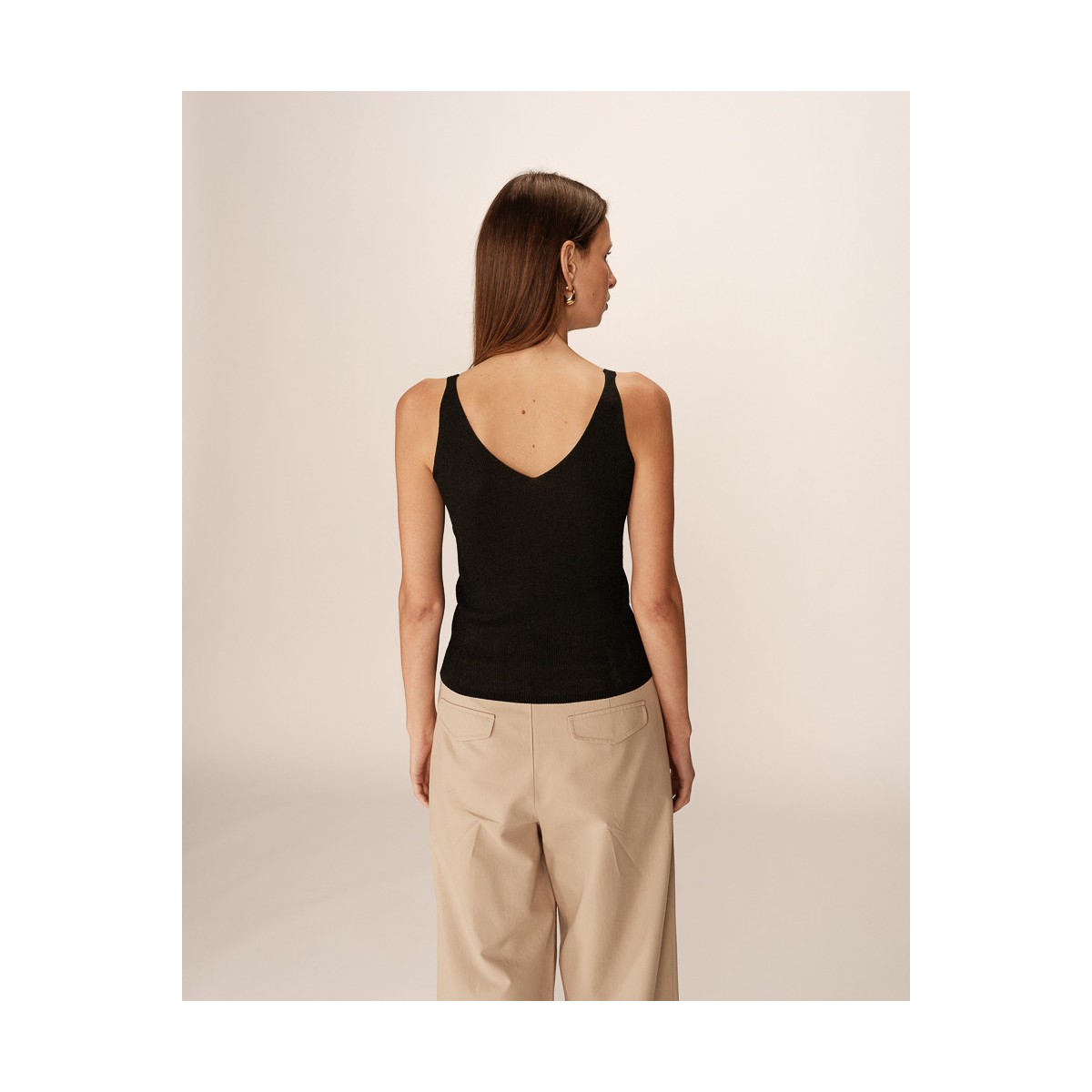 Grace et Mila - Débardeur en maille fine noir à paillettes