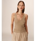 Grace et Mila - Débardeur en maille fine taupe à paillettes