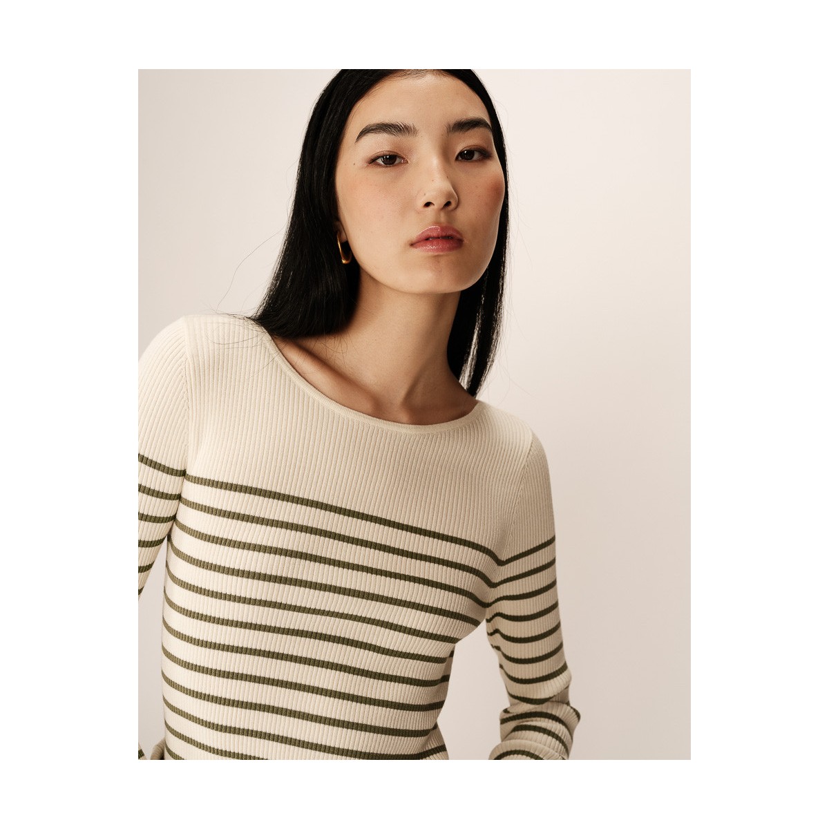 Grace et Mila - Pull marinière verte