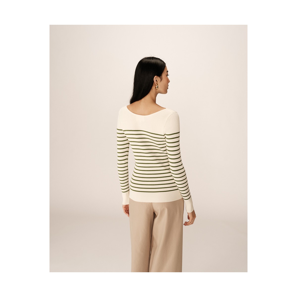 Grace et Mila - Pull marinière verte