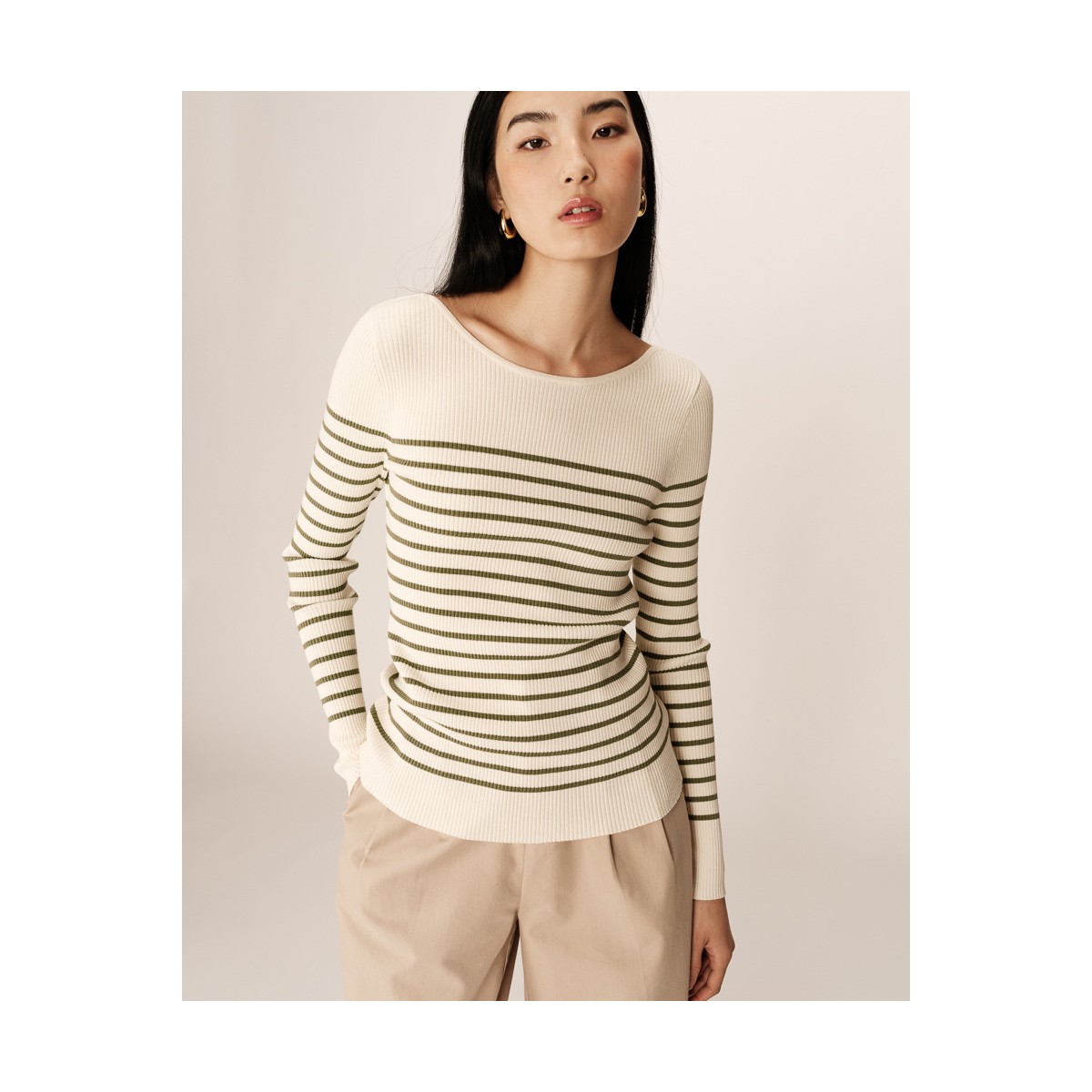 Grace et Mila - Pull marinière verte