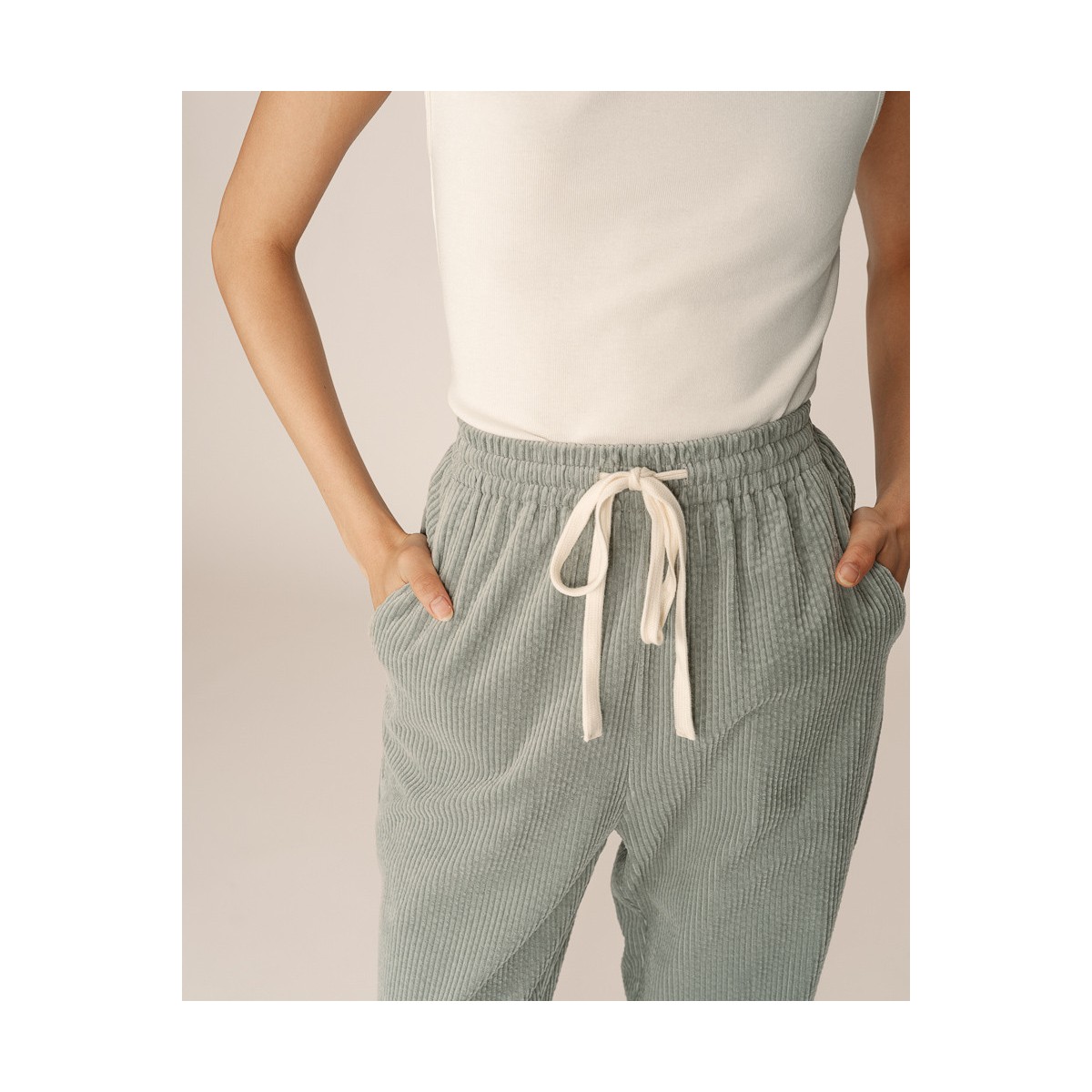 Grace et Mila - Pantalon en velours vert