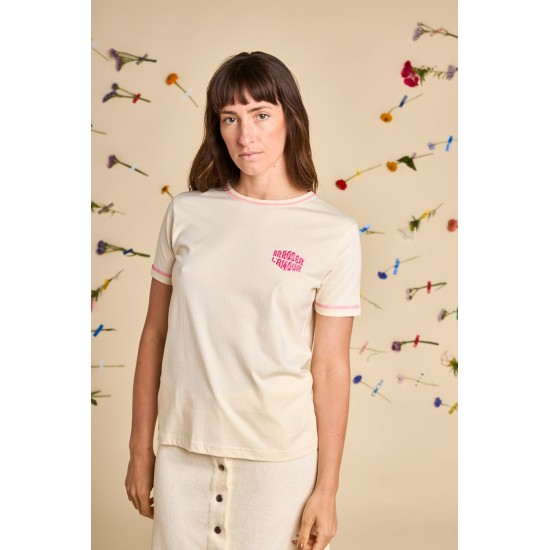 Graine Clothing - T-shirt écru et rose