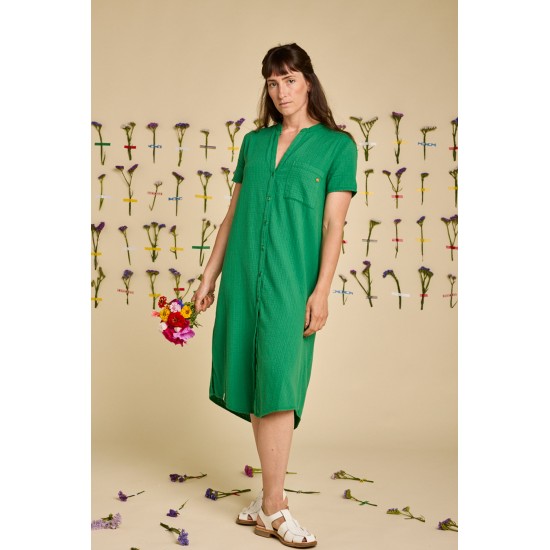 Graine Clothing - Robe chemise verte avec fleur