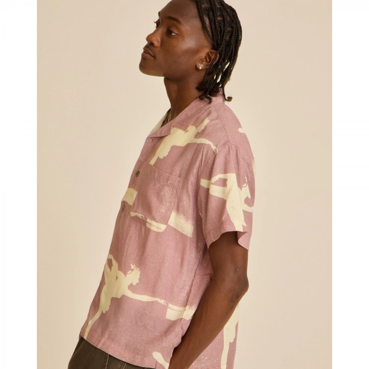 OBEY - Chemise rose manches courtes pour homme