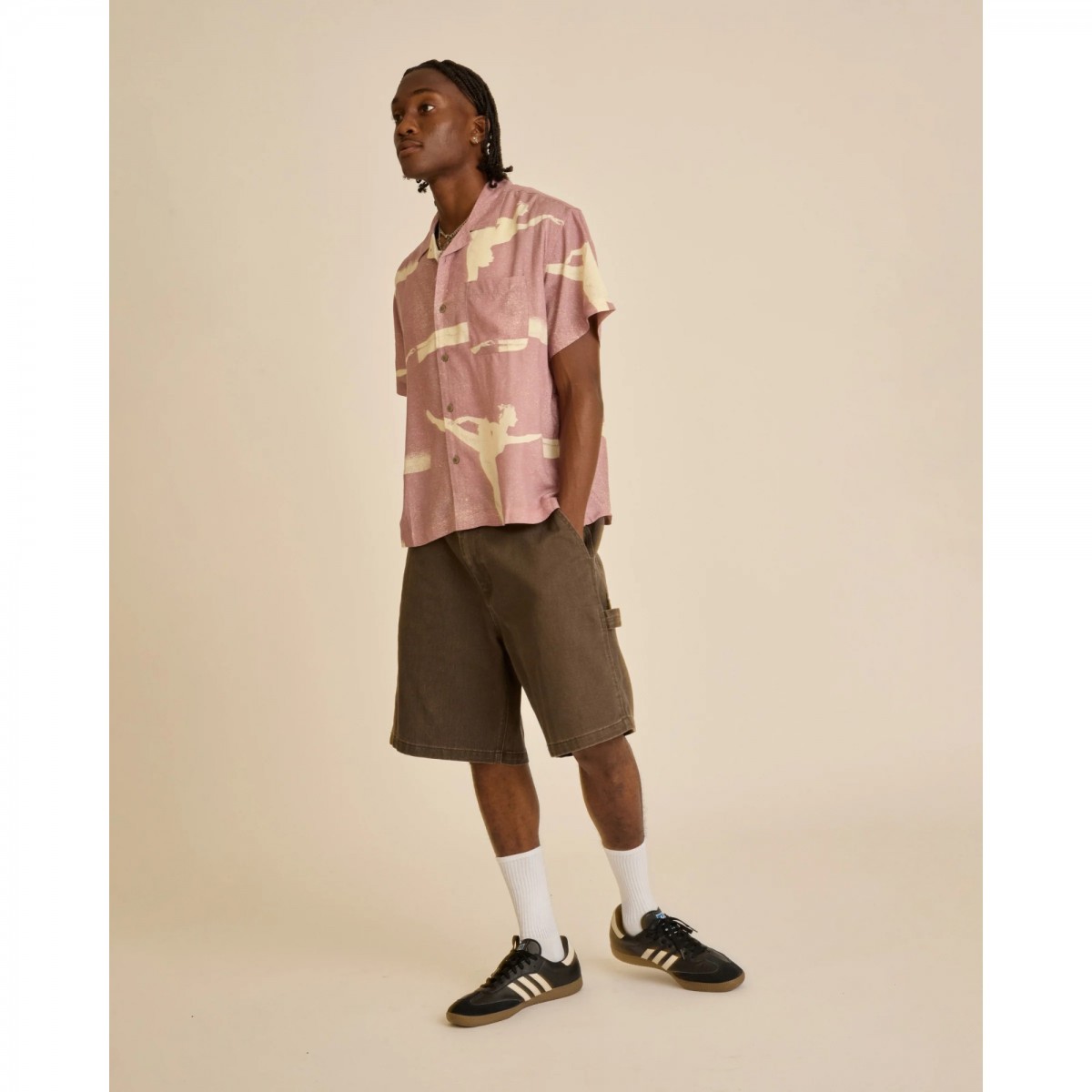 OBEY - Chemise rose manches courtes pour homme