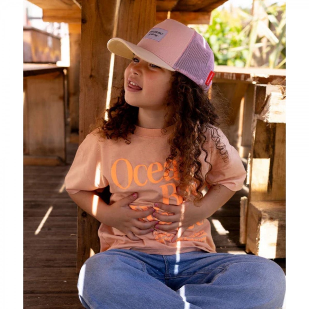 Hello Hossy - Casquette enfant rose beige