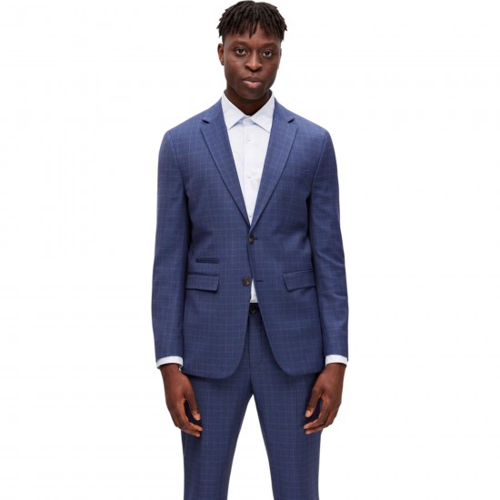Selected - Veste costume bleu à carreaux 2