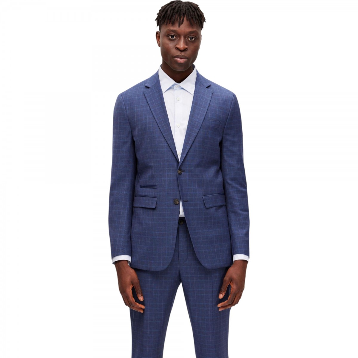 Selected - Veste costume bleu à carreaux