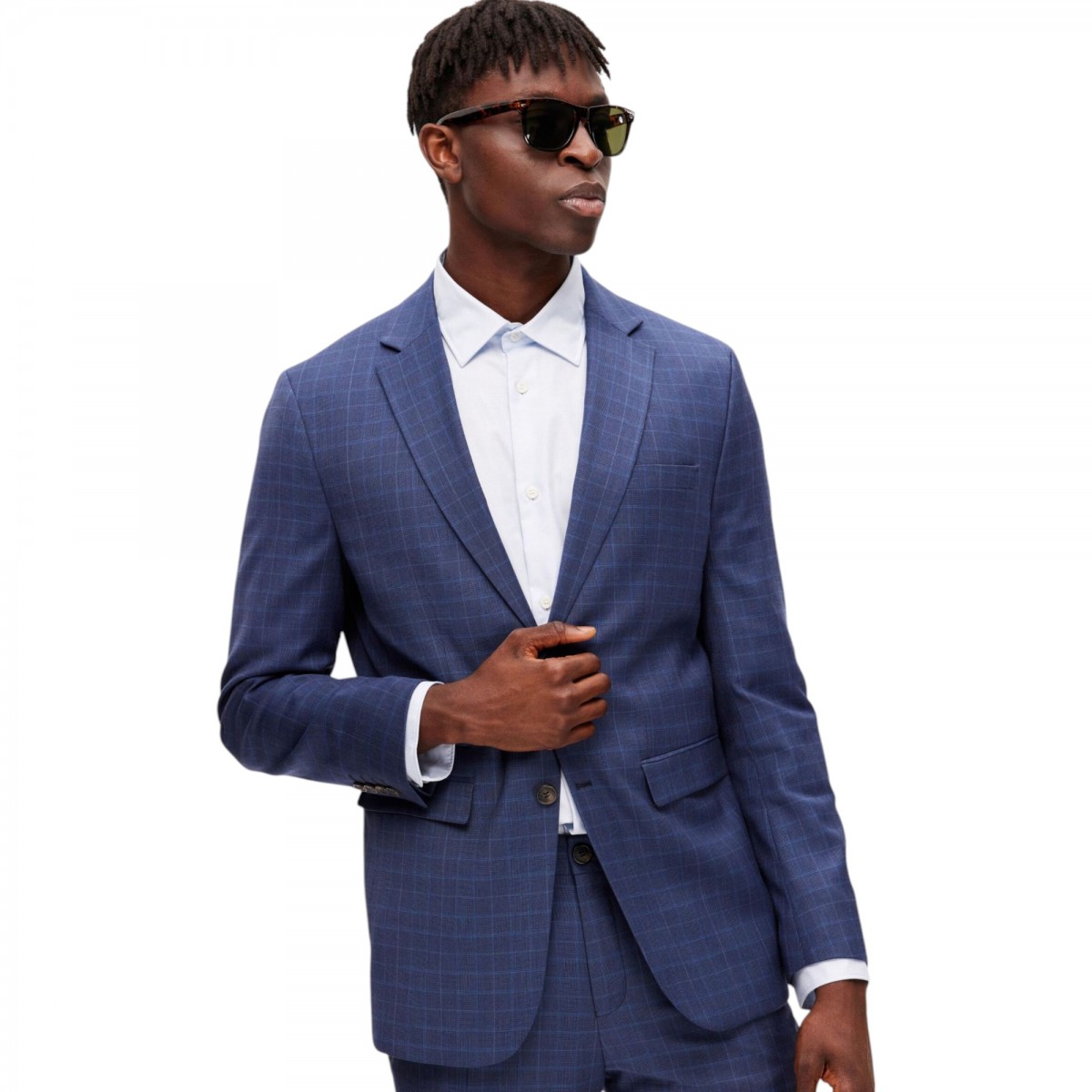 Selected - Veste costume bleu à carreaux