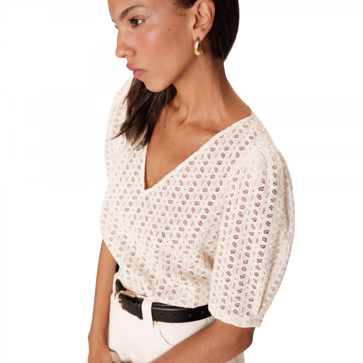 Grace et Mila - T-shirt dentelle écru