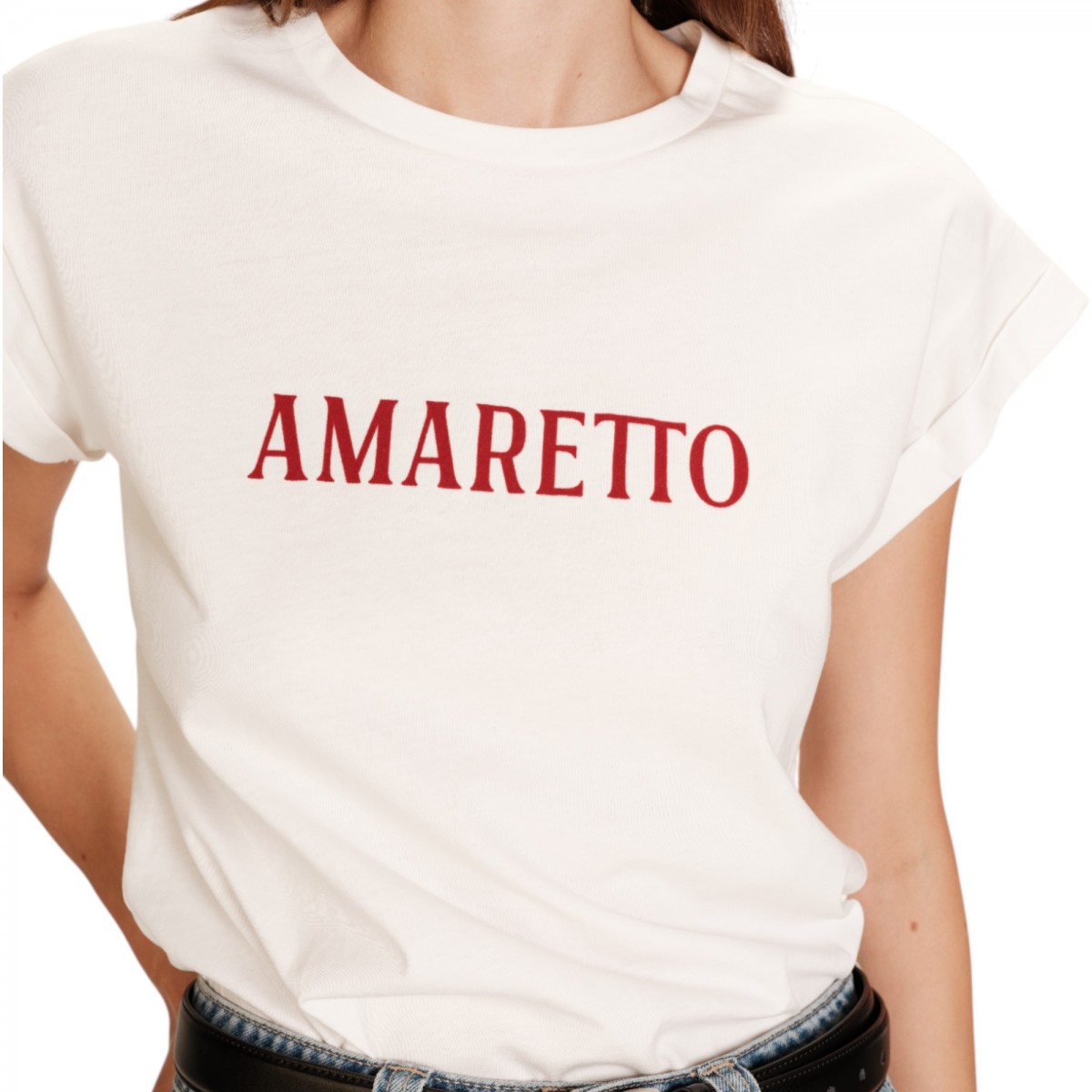 Grace et Mila - T-shirt blanc Amaretto rouge
