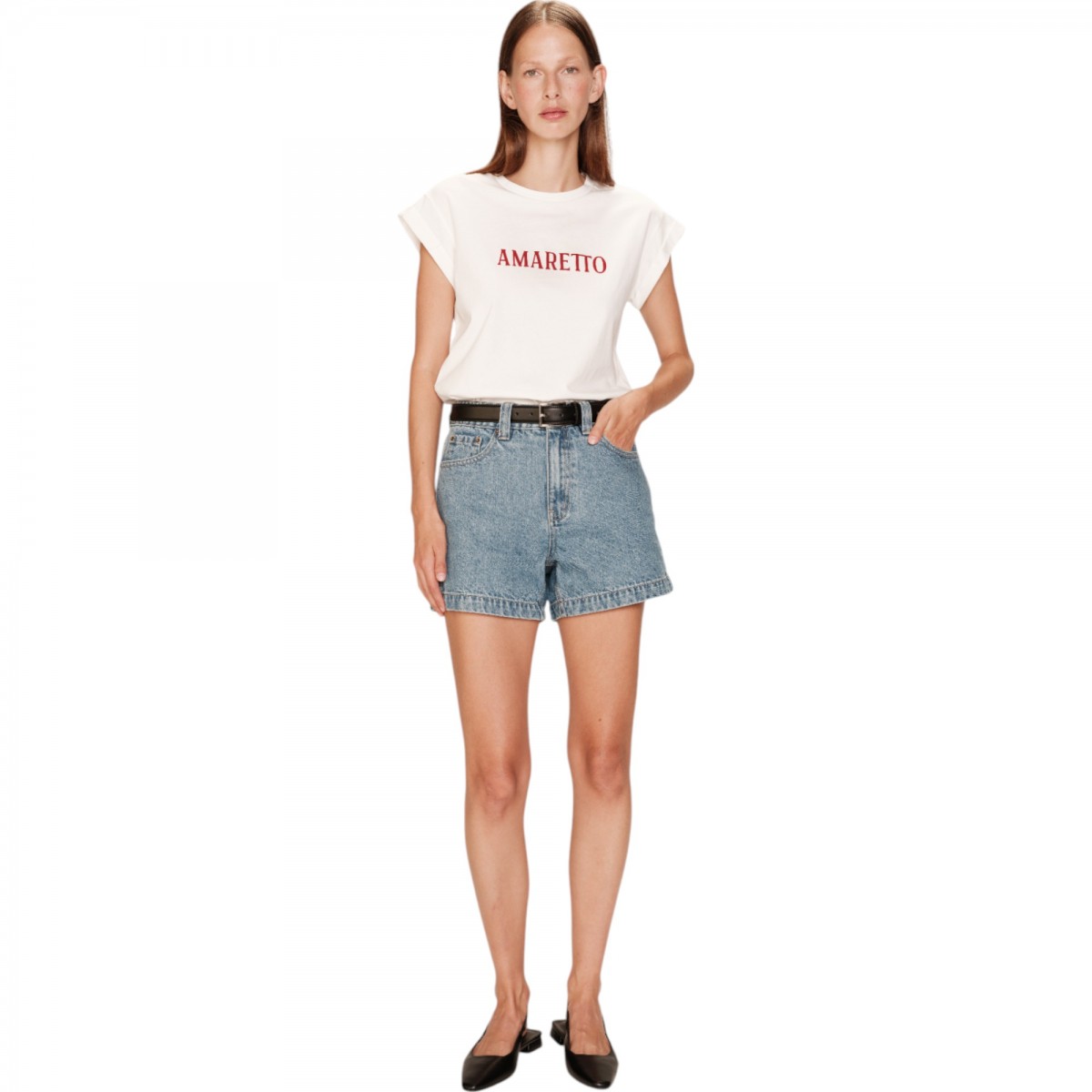 Grace et Mila - T-shirt blanc Amaretto rouge