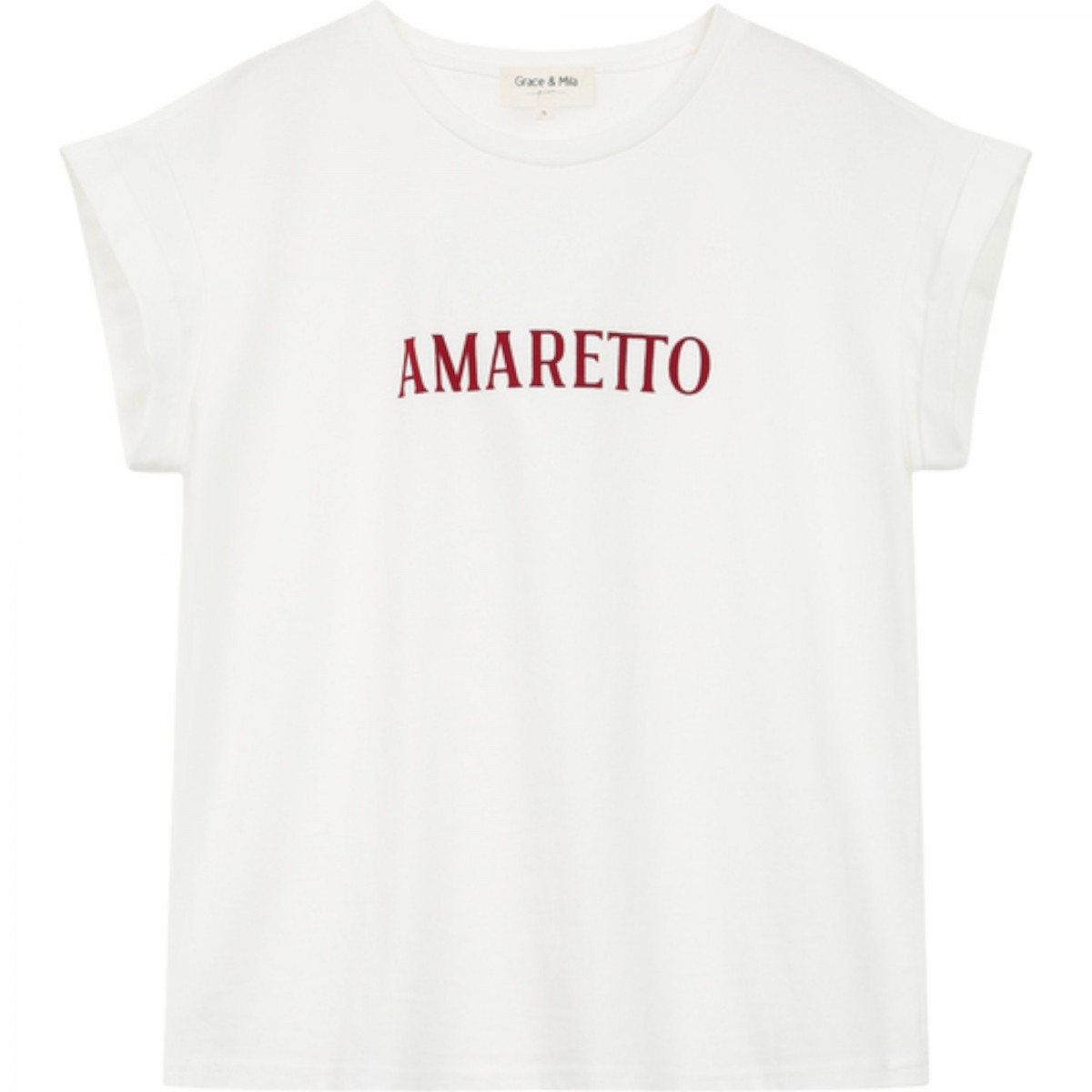 Grace et Mila - T-shirt blanc Amaretto rouge