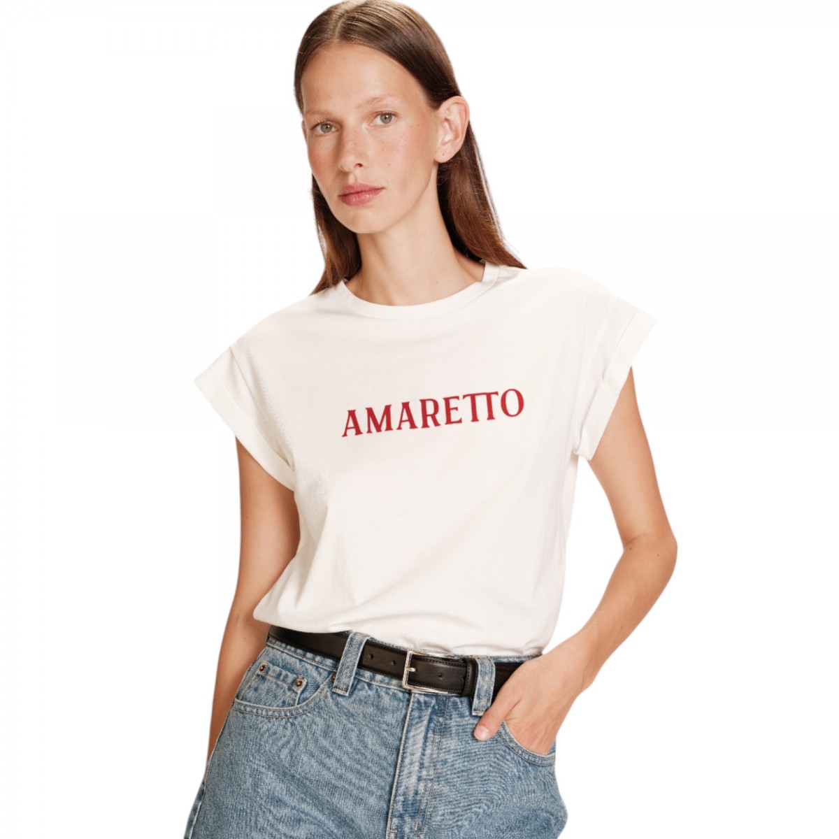 Grace et Mila - T-shirt blanc Amaretto rouge