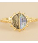 Muja Juma - Bague demi cercle pierre de labradorite