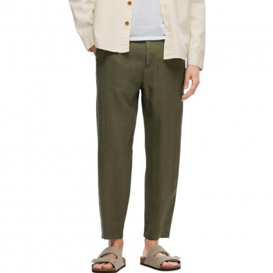 Selected homme - Pantalon en lin kaki