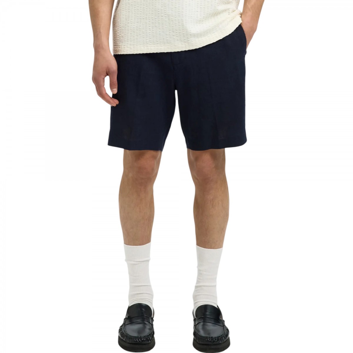 Selected - Short en lin bleu foncé homme