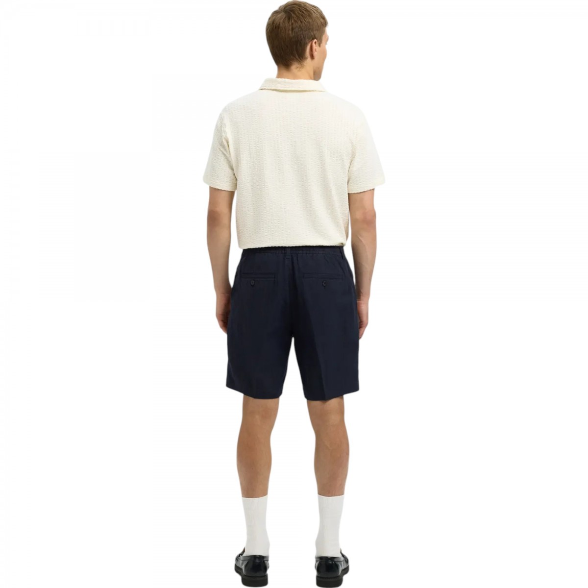 Selected - Short en lin bleu foncé homme
