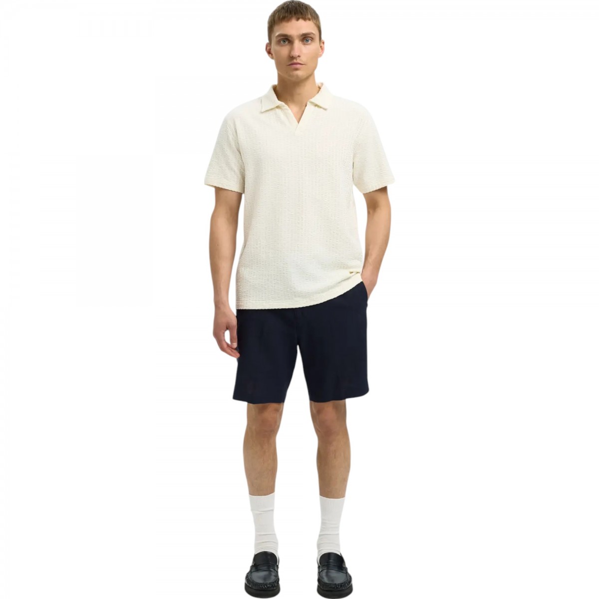 Selected - Short en lin bleu foncé homme