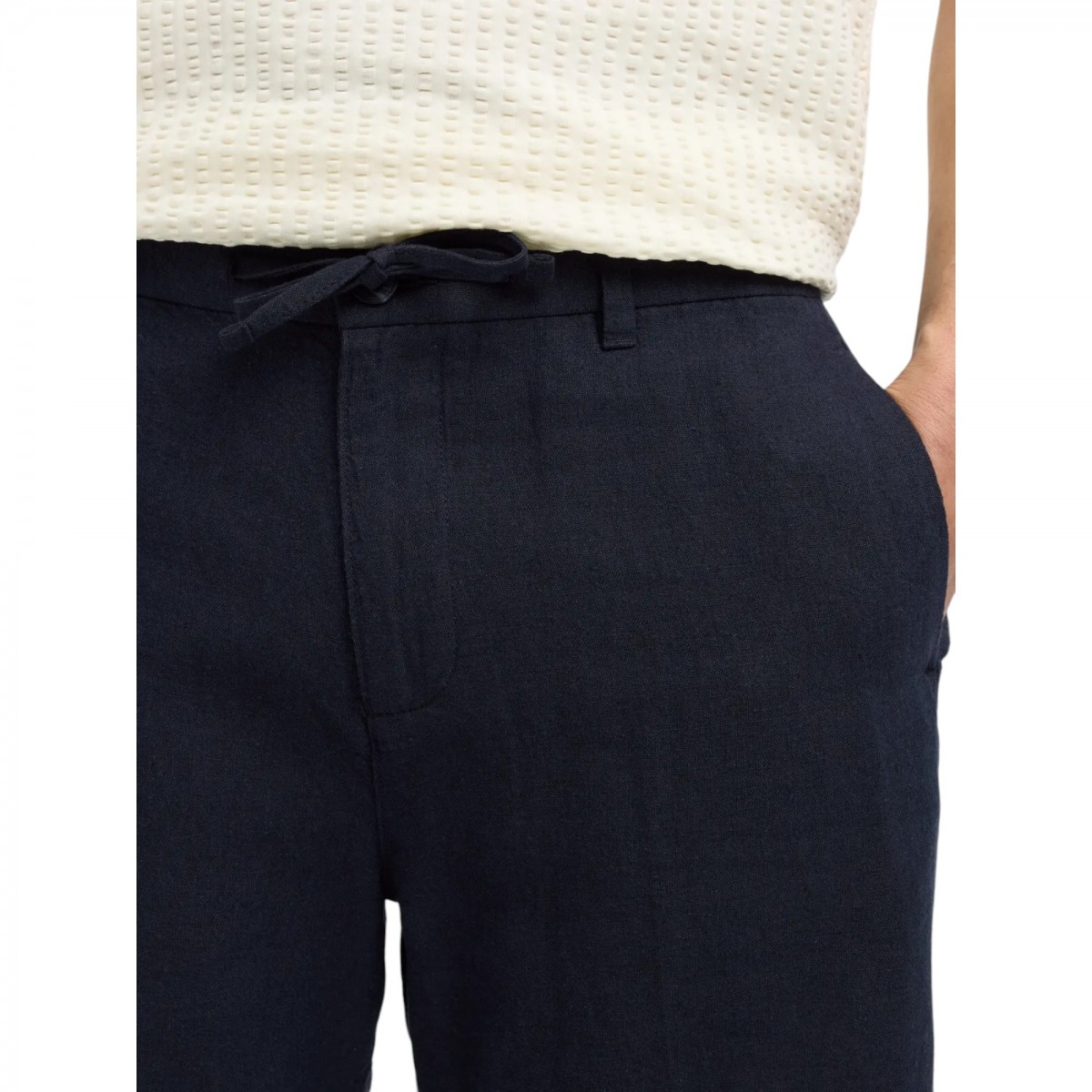 Selected - Short en lin bleu foncé homme