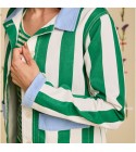 Graine Clothing - Veste en jean blanc rayures vertes