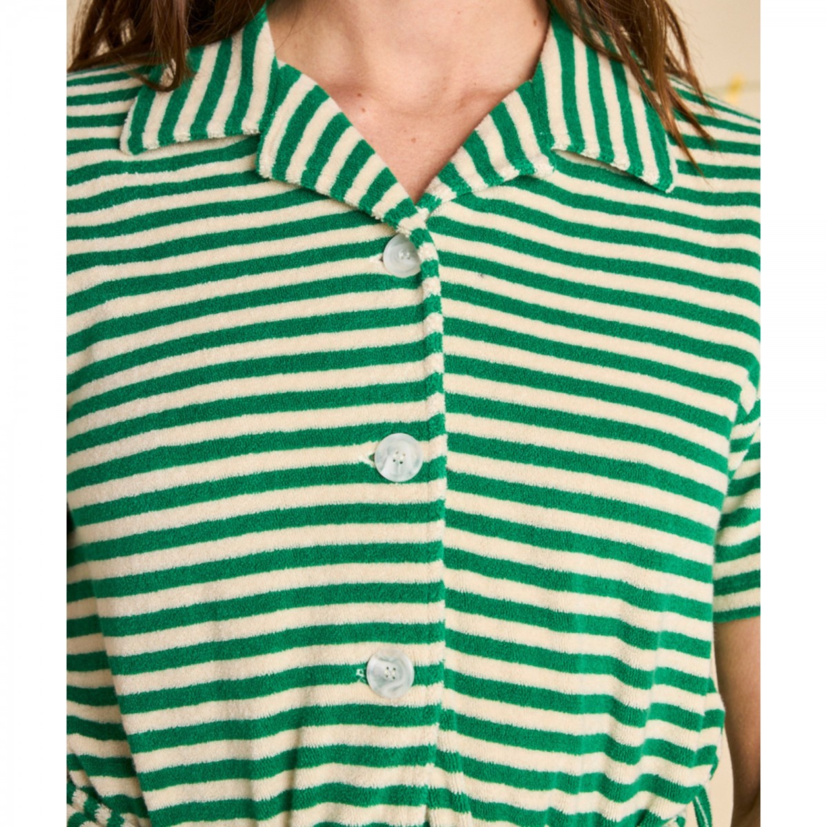 Graine Clothing - Combinaison rayée vert et écru