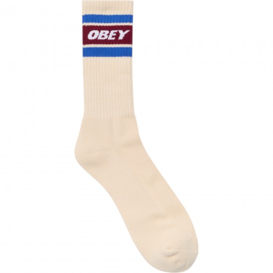 OBEY - Chaussettes écru bleu et rouge