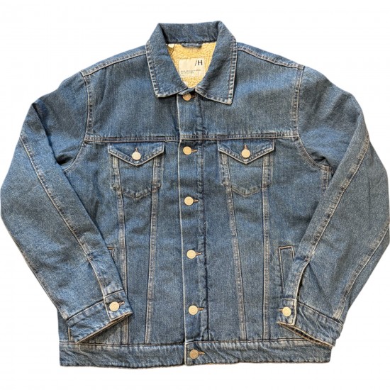 Selected - Veste en jean bleu intérieur mouton