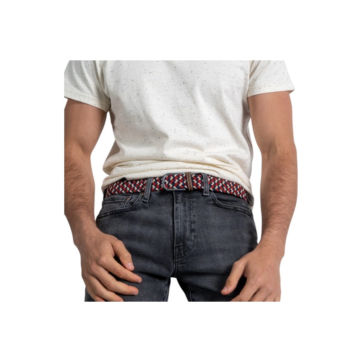 BillyBelt - Ceinture élastique tressée bleu ciel et orange