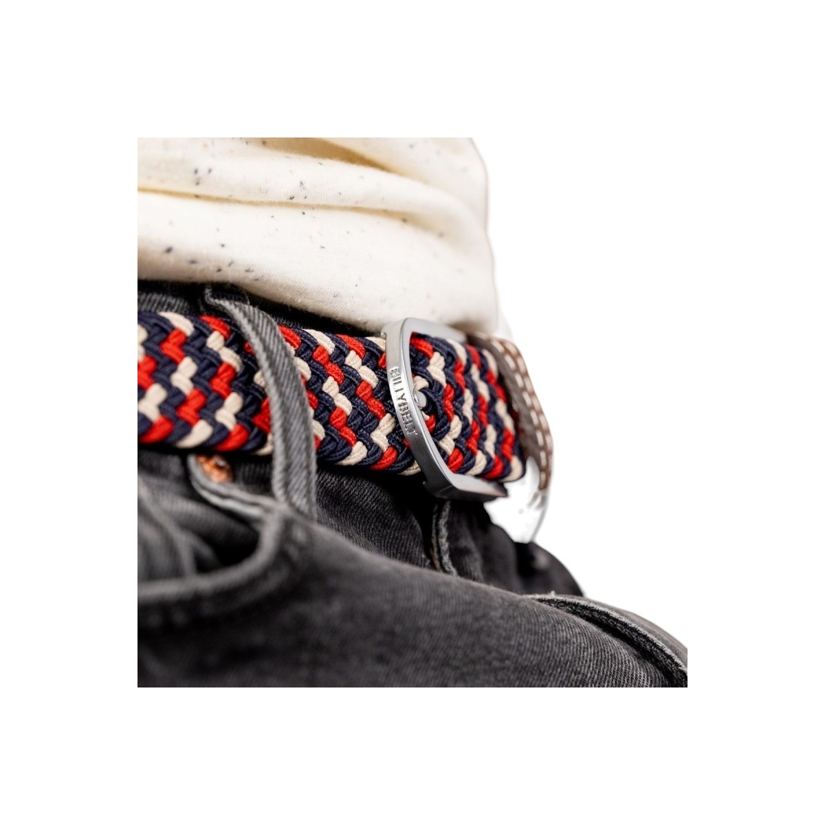 BillyBelt - Ceinture élastique tressée bleu ciel et orange