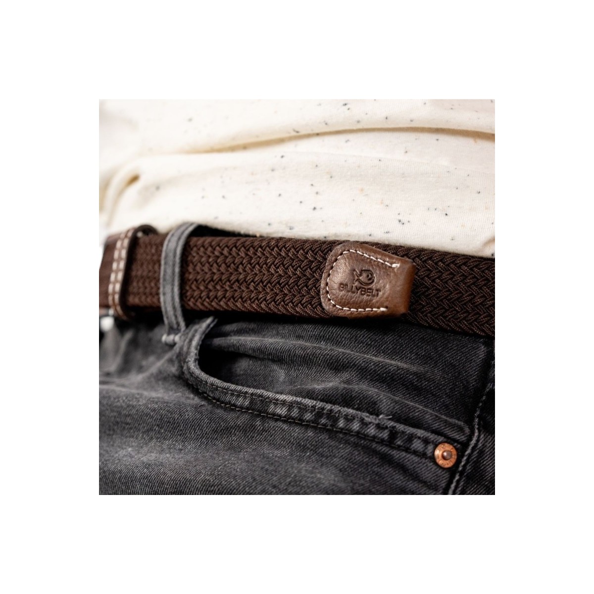 BillyBelt - Ceinture élastique tressée marron