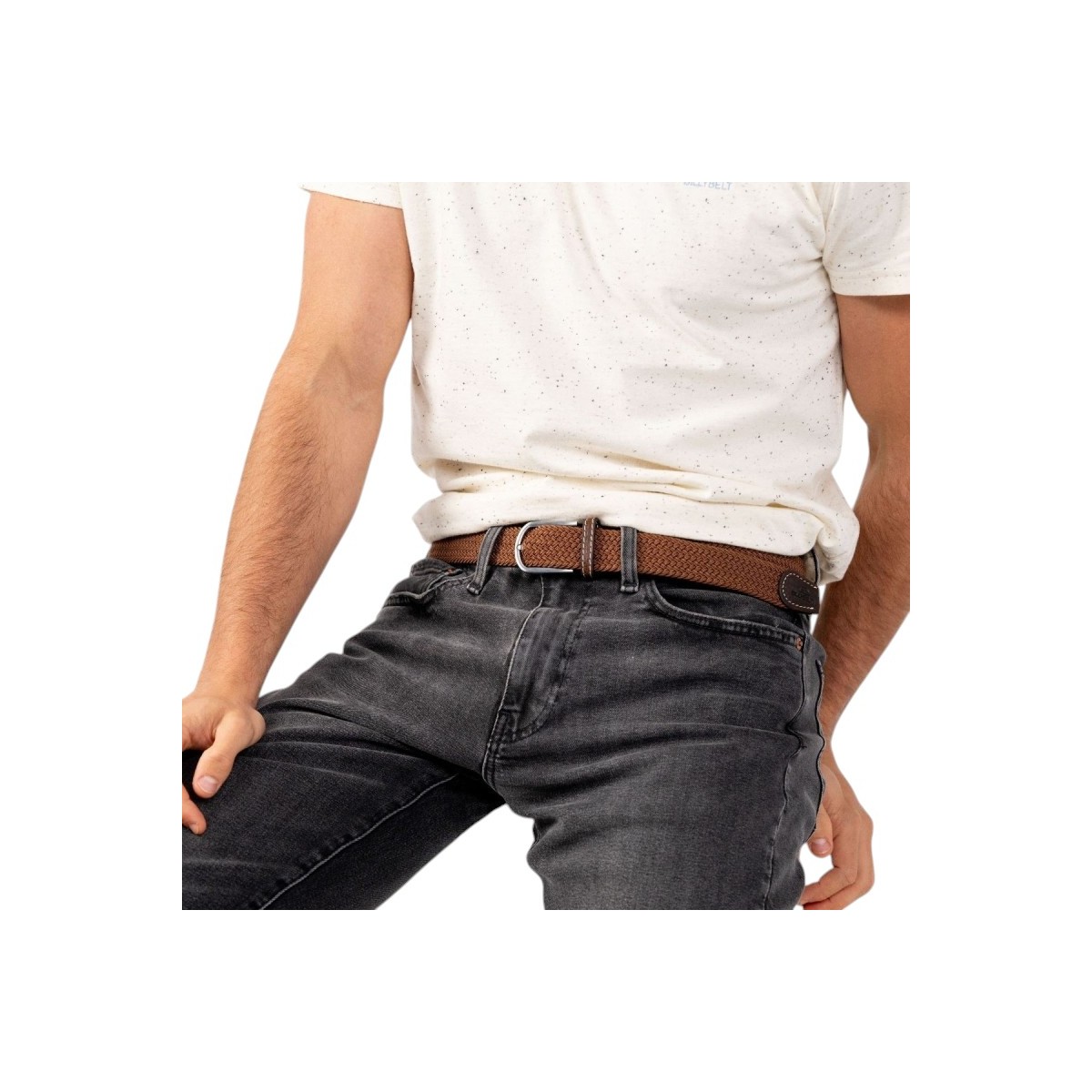 BillyBelt - Ceinture élastique tressée marron camel