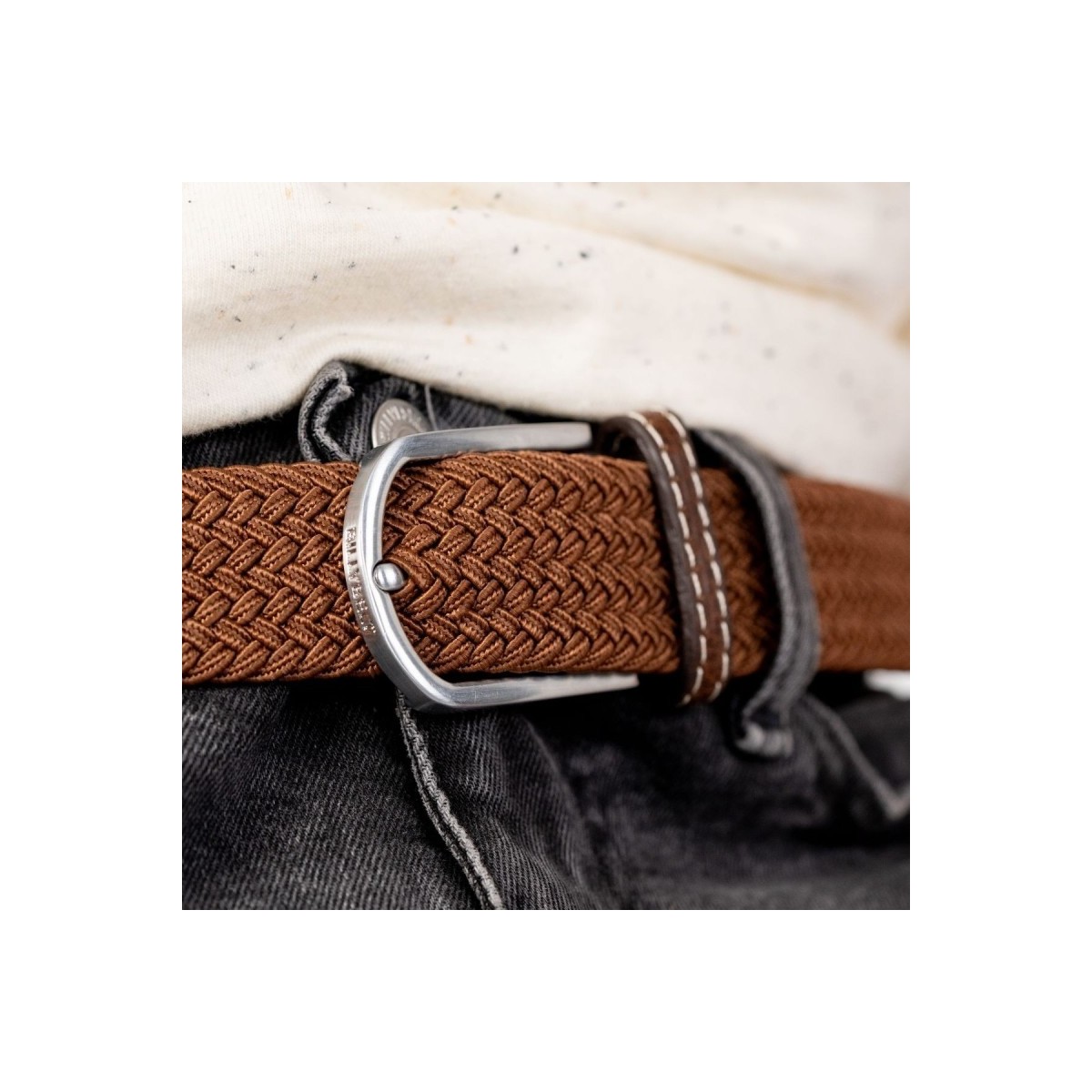 BillyBelt - Ceinture élastique tressée marron camel