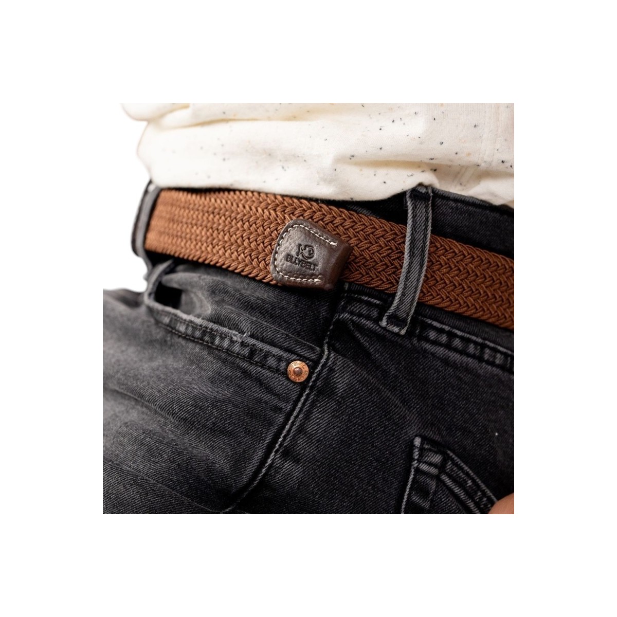 BillyBelt - Ceinture élastique tressée marron camel