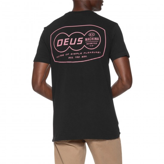 Deus Ex Machina - T-Shirt noir imprimé rose